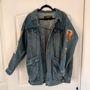 Vintage 80’s 90’s Denim Jacket with Mushroom Patches